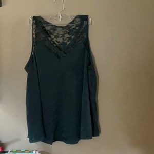 2 Torrid Deep Green Lace Trim Sleeveless Top